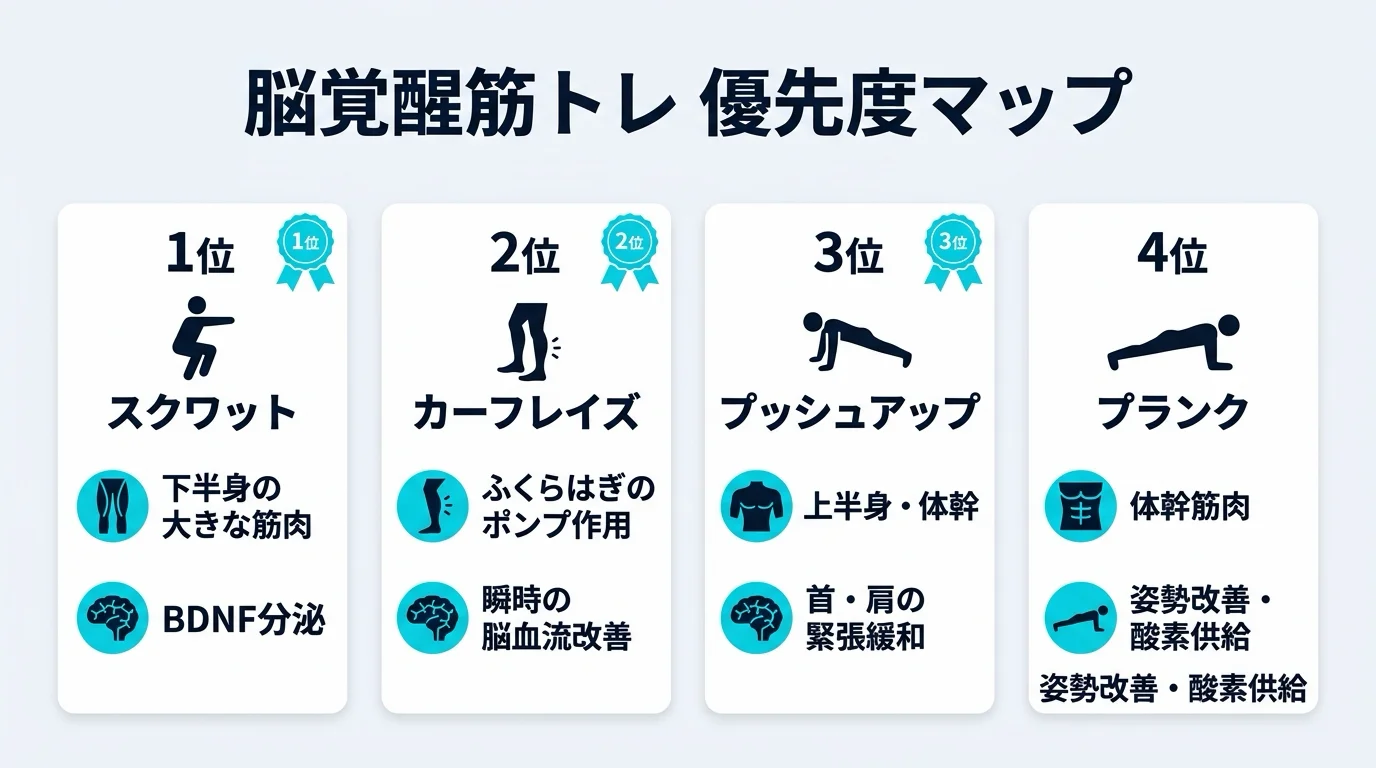 思考力を最大化する自宅筋トレの優先順位〜スクワットから始める3分間の脳覚醒ルーティン〜